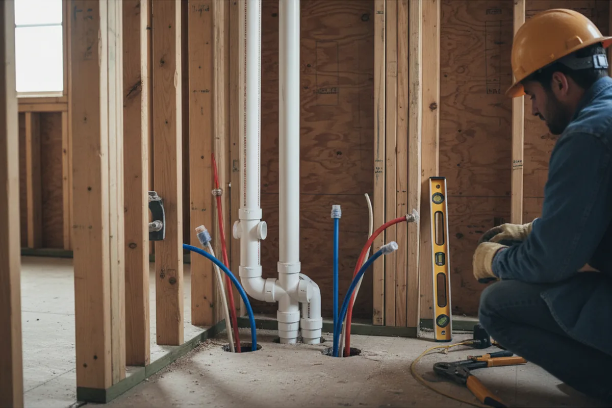 Drain and supply rough-in during Sump Pump Repair in Morro Bay