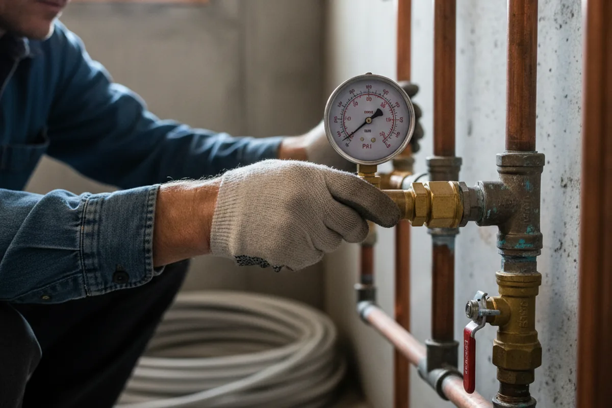 Pressure testing a repaired line during Water Line Repair in Morro Bay